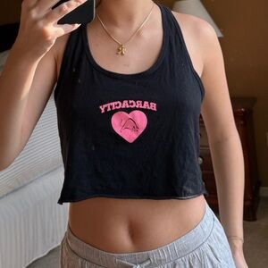 Black Crop Top with Pink Heart
